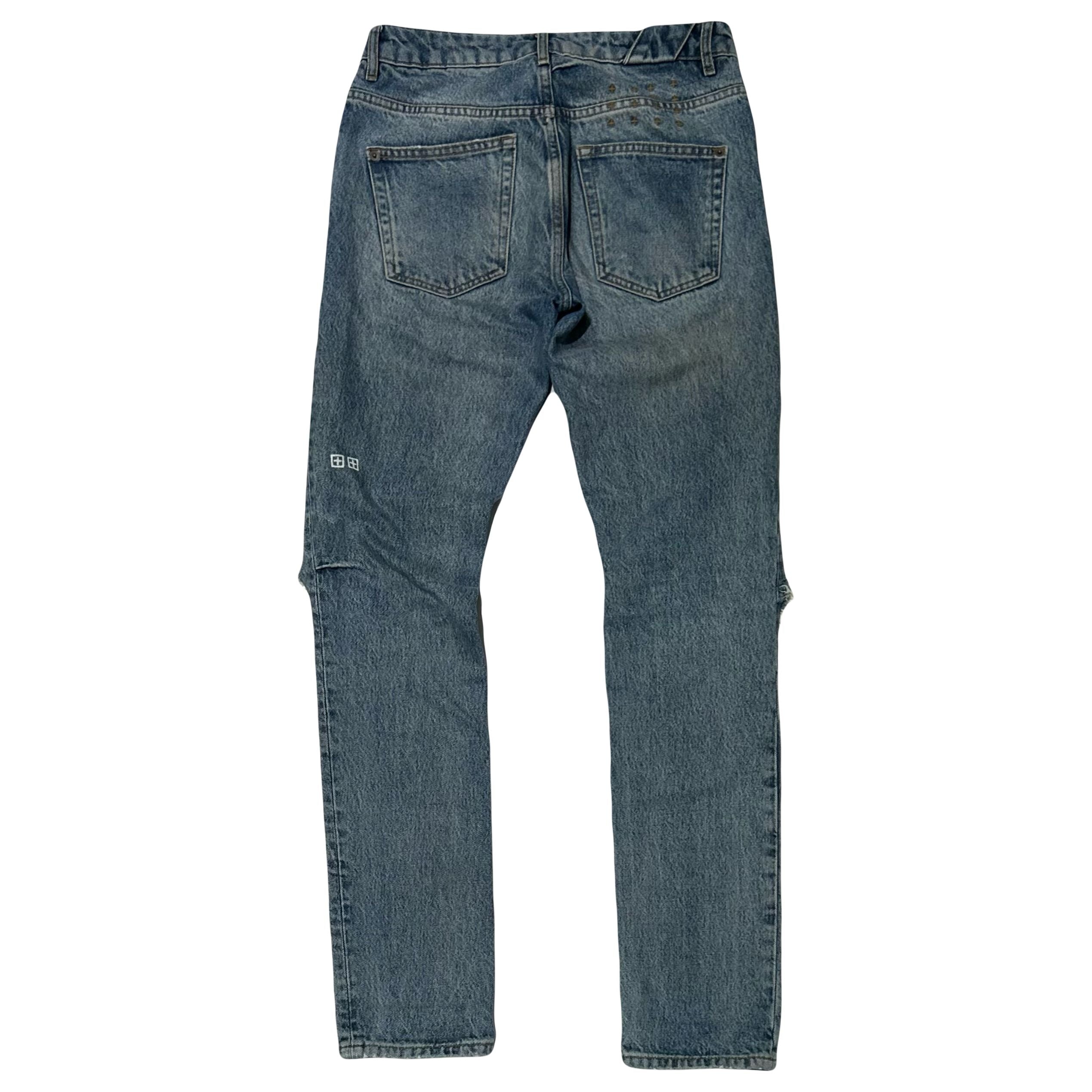Ksubi Chitch Plus One Distressed Slim Jeans Faded Blue
