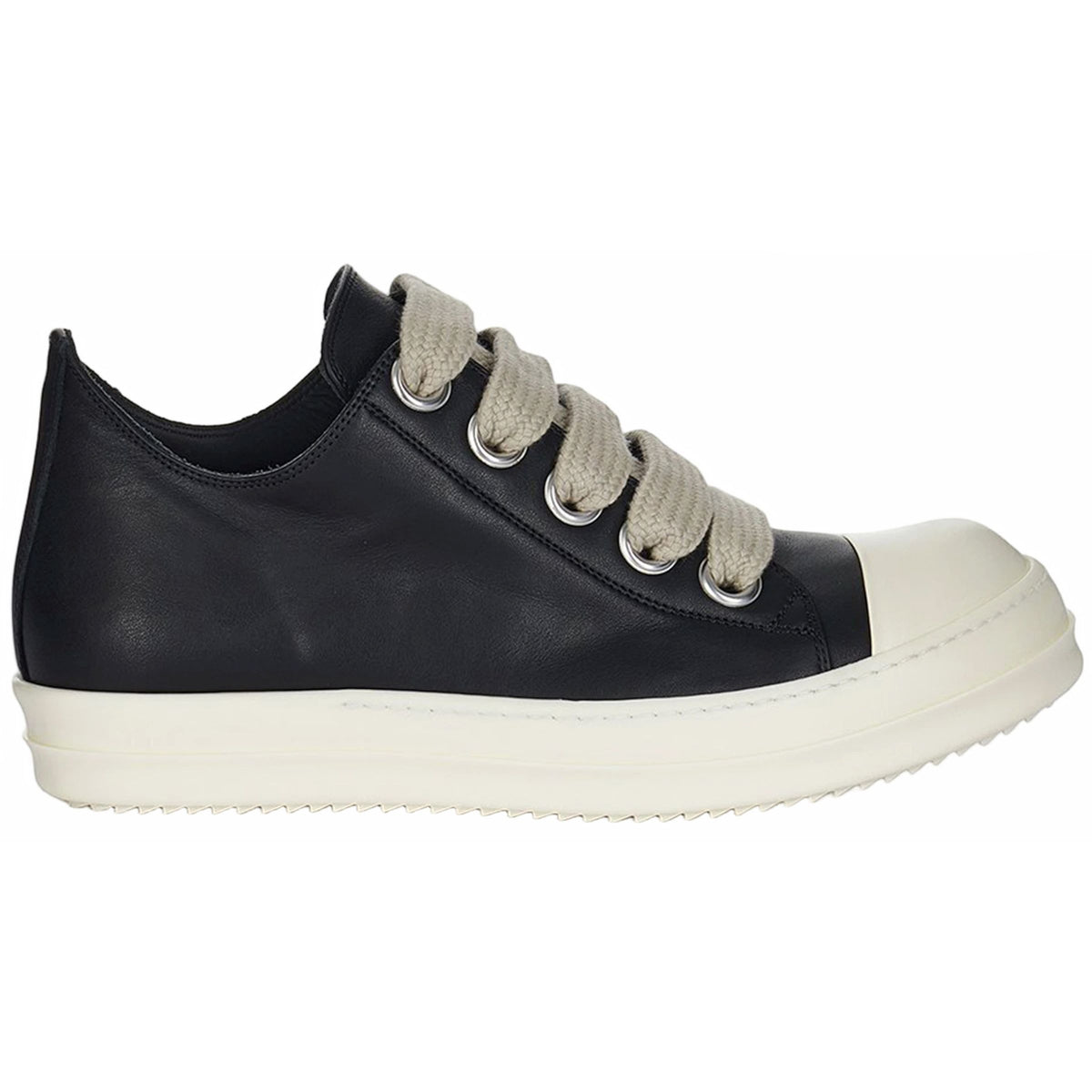 Rick Owens Temple Jumbolace Low Full Grain Cow Leather Black Milk
