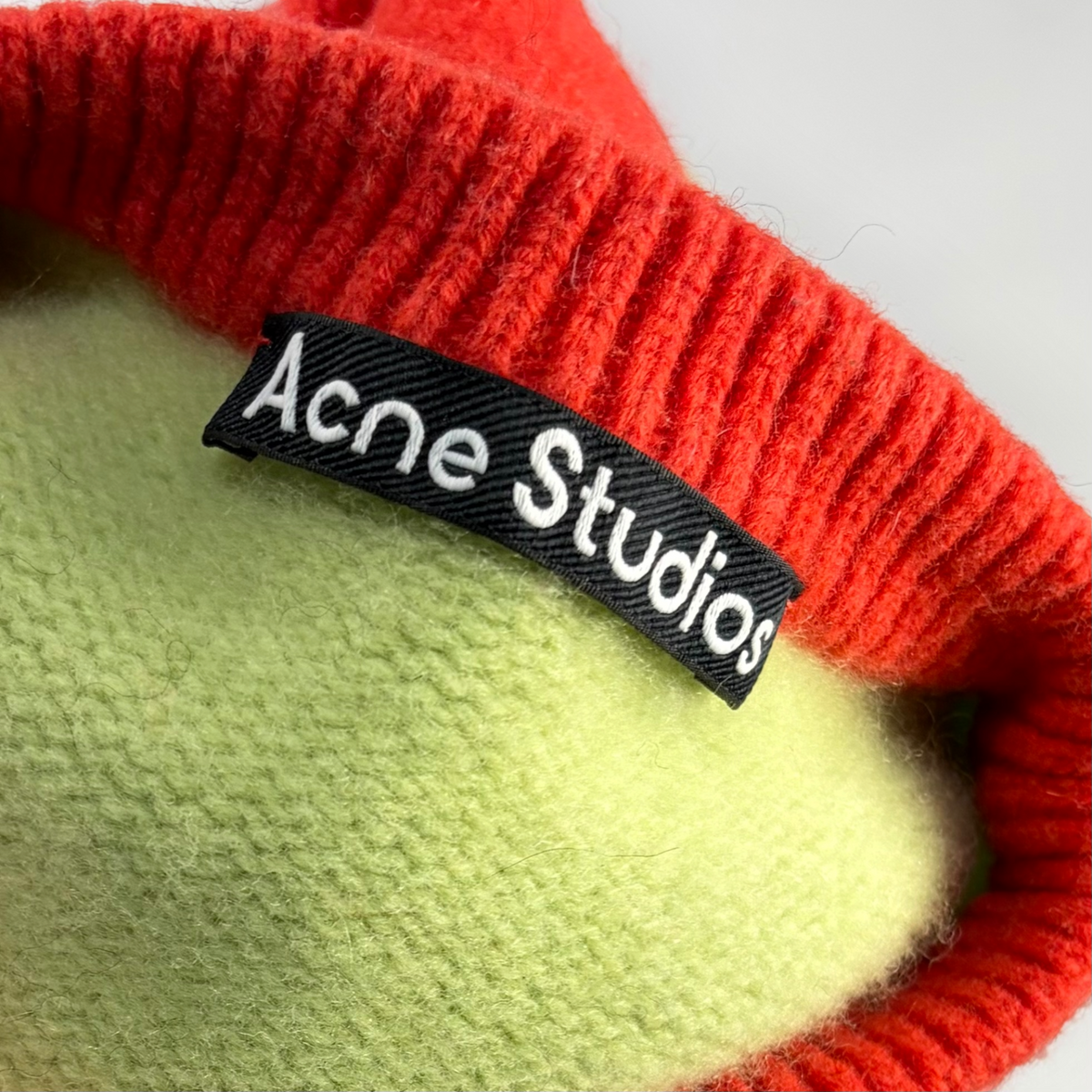 Acne Studios Face Wool Striped Knit Sweater Light Green/Red