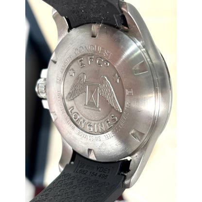 Longines Conquest V.H.P. Black Carbon Dial Rubber Strap Watch