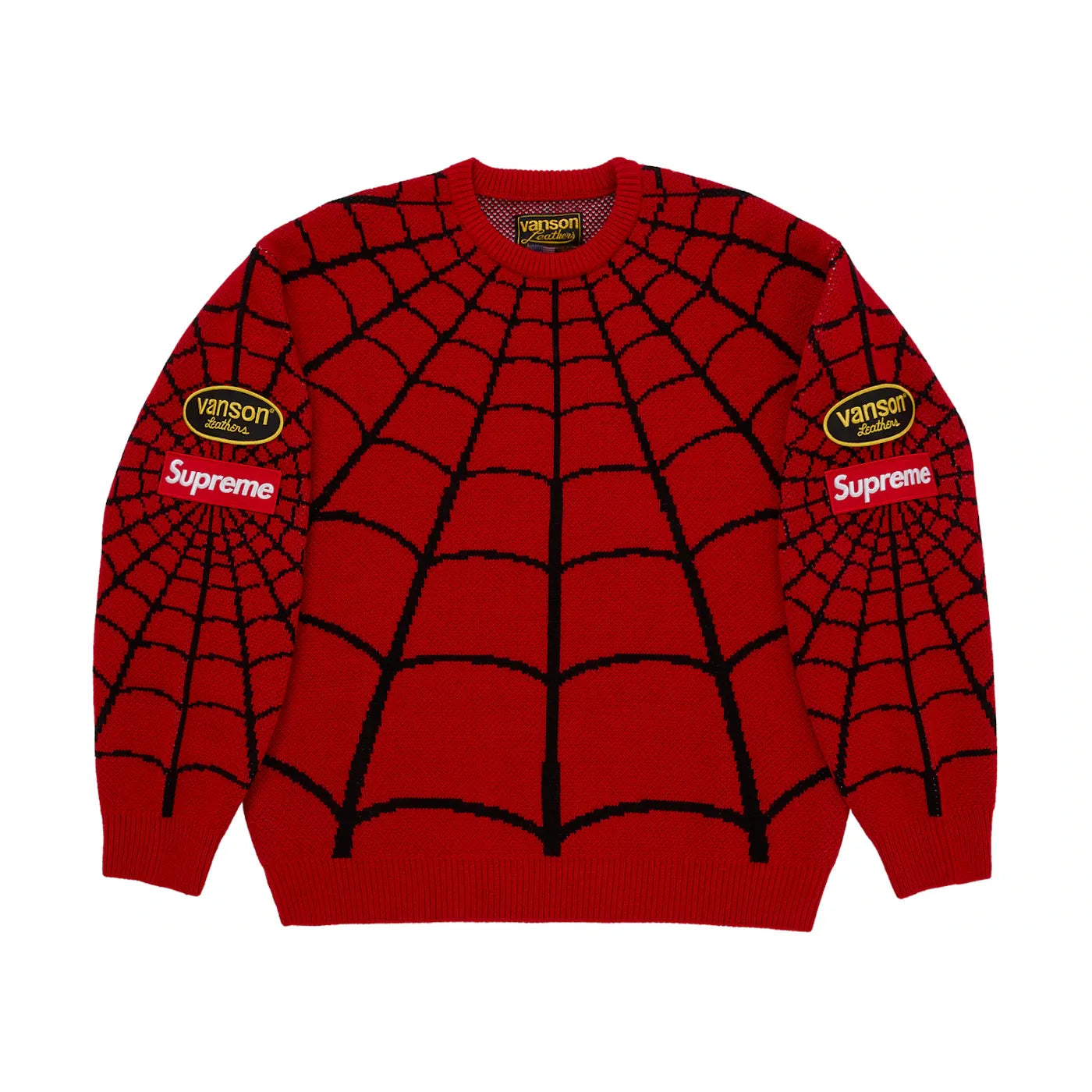 Supreme Vanson Leathers Spider-Man Sweater Red