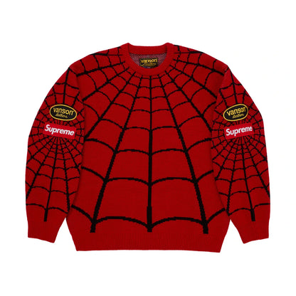 Supreme Vanson Leathers Spider-Man Sweater Red