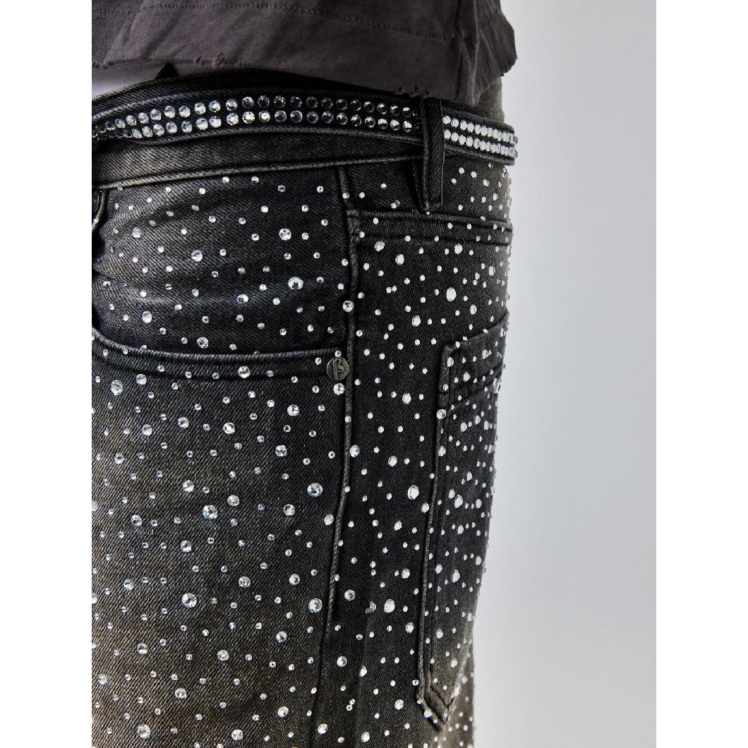 Birth of Royal Child3D Printing Washed 20k Swarovski Diamond Boro Denim Black