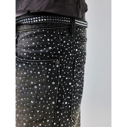 Birth of Royal Child3D Printing Washed 20k Swarovski Diamond Boro Denim Black