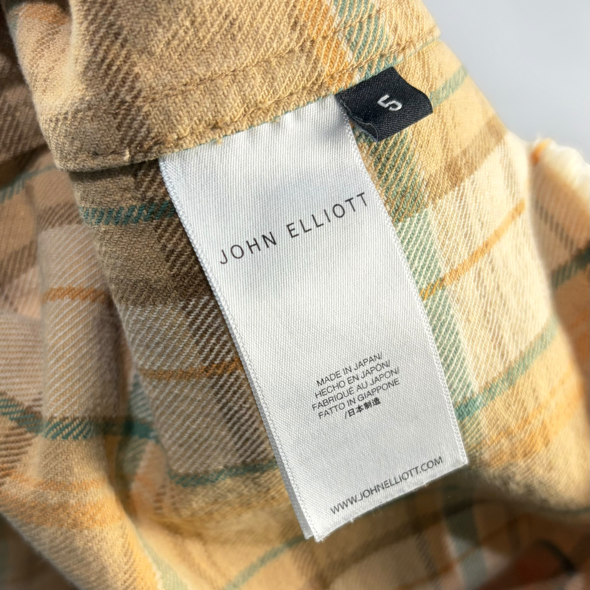 John Elliot Hemi Oversized Flannel Shirt Beige/Golden Yellow