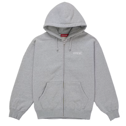 Supreme Blessed Applique Zip Up Hooded Sweatshirt Heather Grey