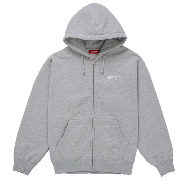 Supreme Blessed Applique Zip Up Hooded Sweatshirt Heather Grey