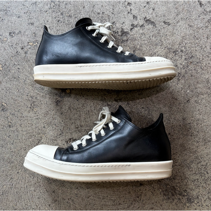 Rick Owens Low Leather Sneakers Black Milk