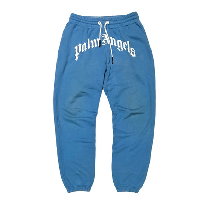 Palm Angels Curved Logo Sweatpants Blue