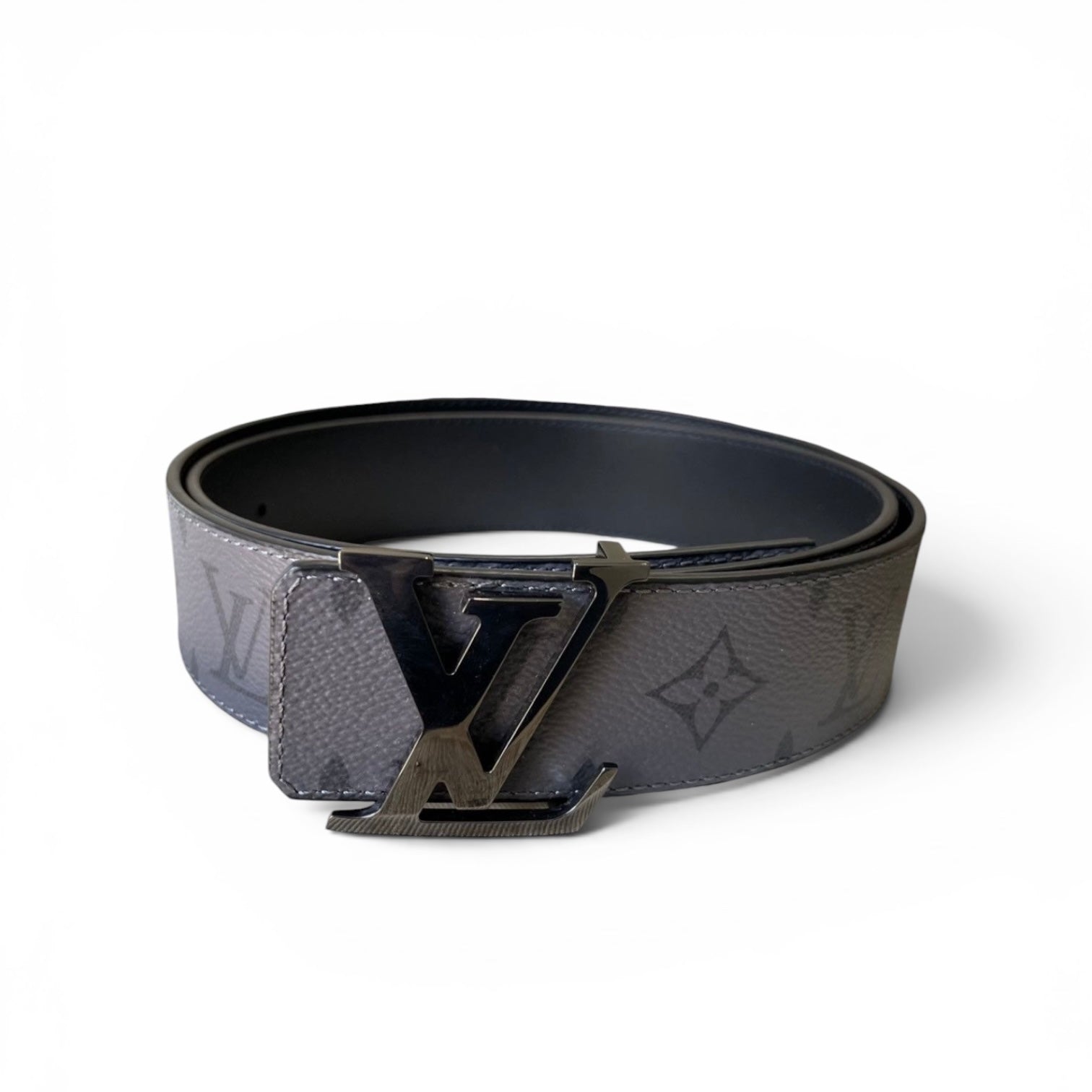 Louis Vuitton Reversible Belt Initiales Monogram Eclipse Reverse 40MM Gray