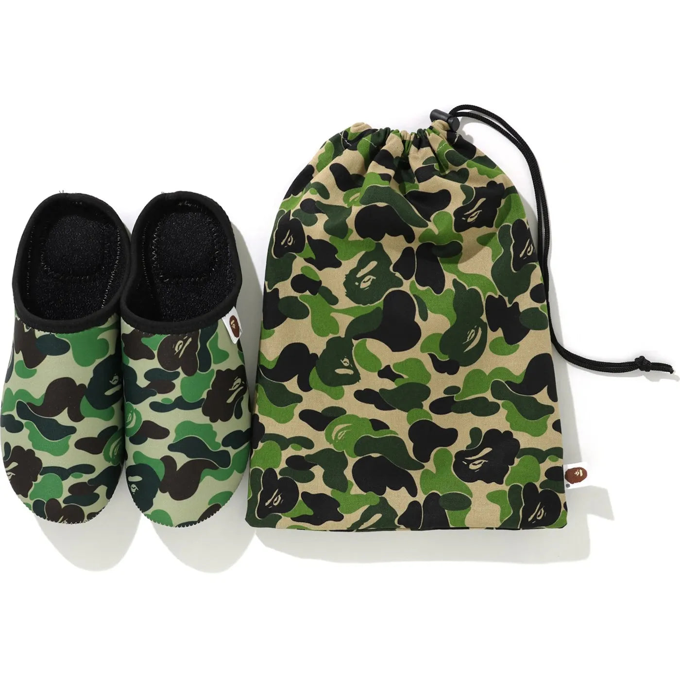 BAPE ABC Slippers & Pouch Set Green