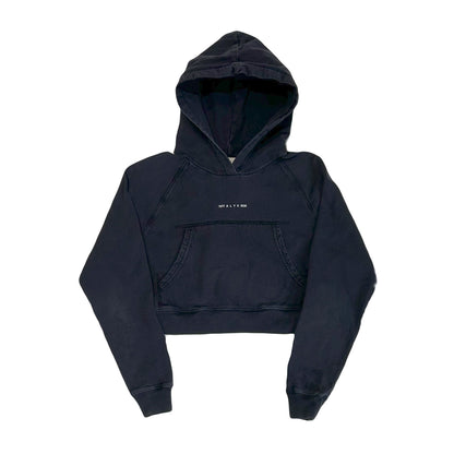 1017 ALYX Women's Cropped Printed Logo Hoodie Black