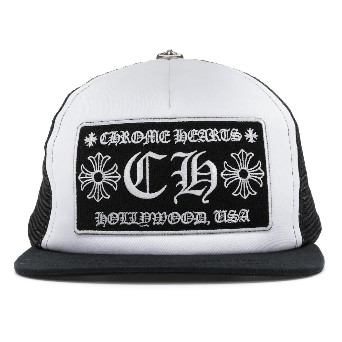 Chrome Hearts CH Hollywood Trucker Hat Black/White