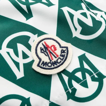 Moncler Monogram Print Swim Shorts Green/White