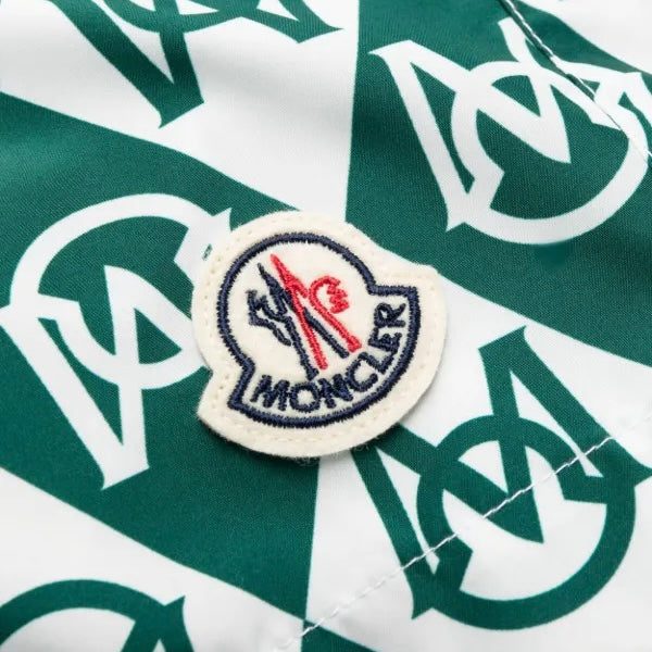 Moncler Monogram Print Swim Shorts Green/White