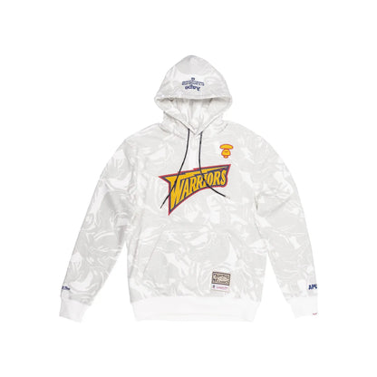 Aape x Mitchell & Ness Golden State Warriors Hoodie White
