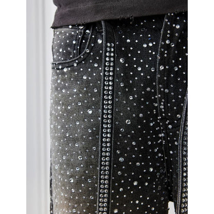 Birth of Royal Child3D Printing Washed 20k Swarovski Diamond Boro Denim Black