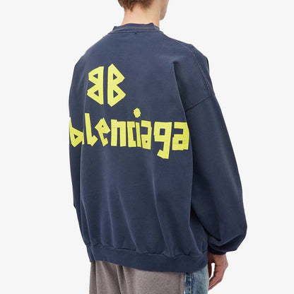 Balenciaga Tape Type Crewneck Sweatshirt Marine Blue