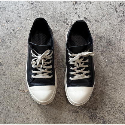 Rick Owens Low Leather Sneakers Black Milk