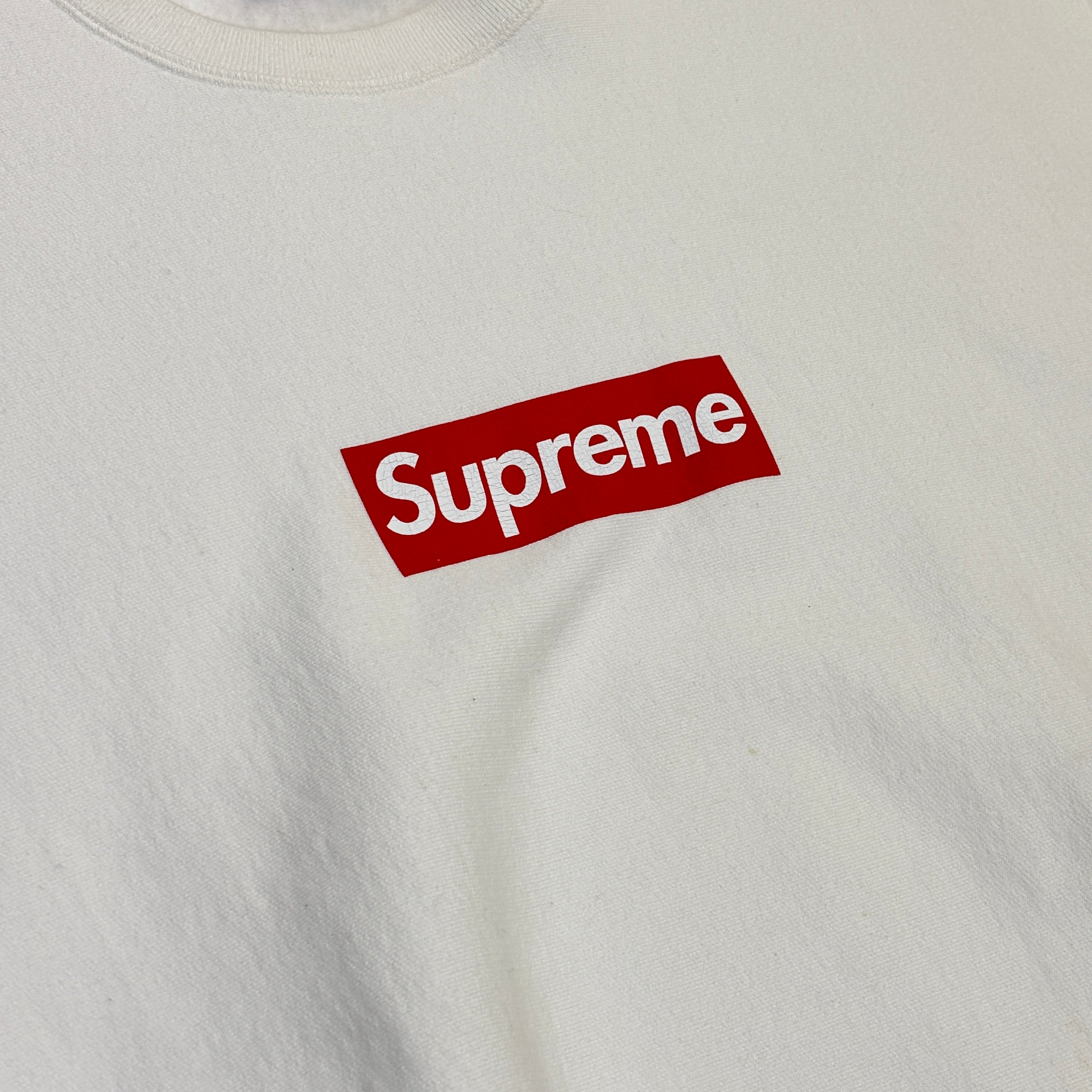 Supreme Washed Box Logo Crewneck White