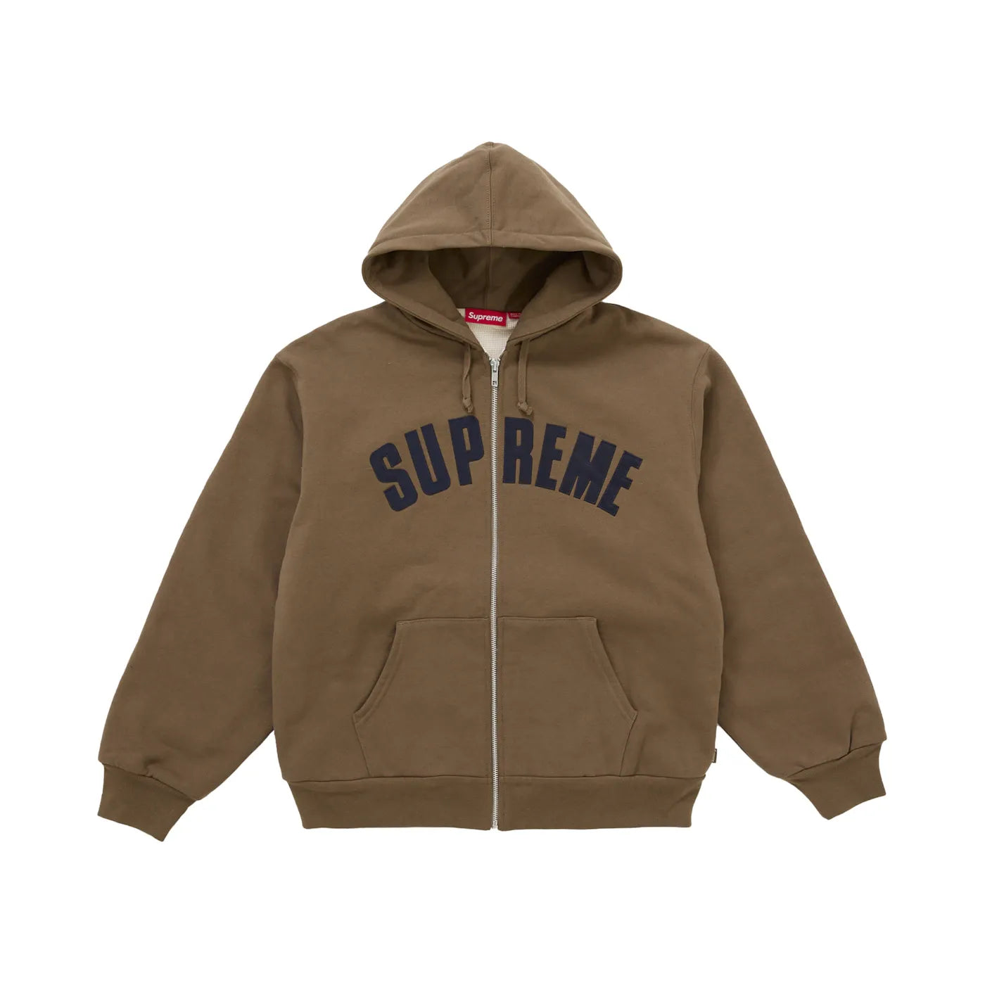 Supreme Arc Thermal Lined Zip Up Hooded Sweatshirt Brown