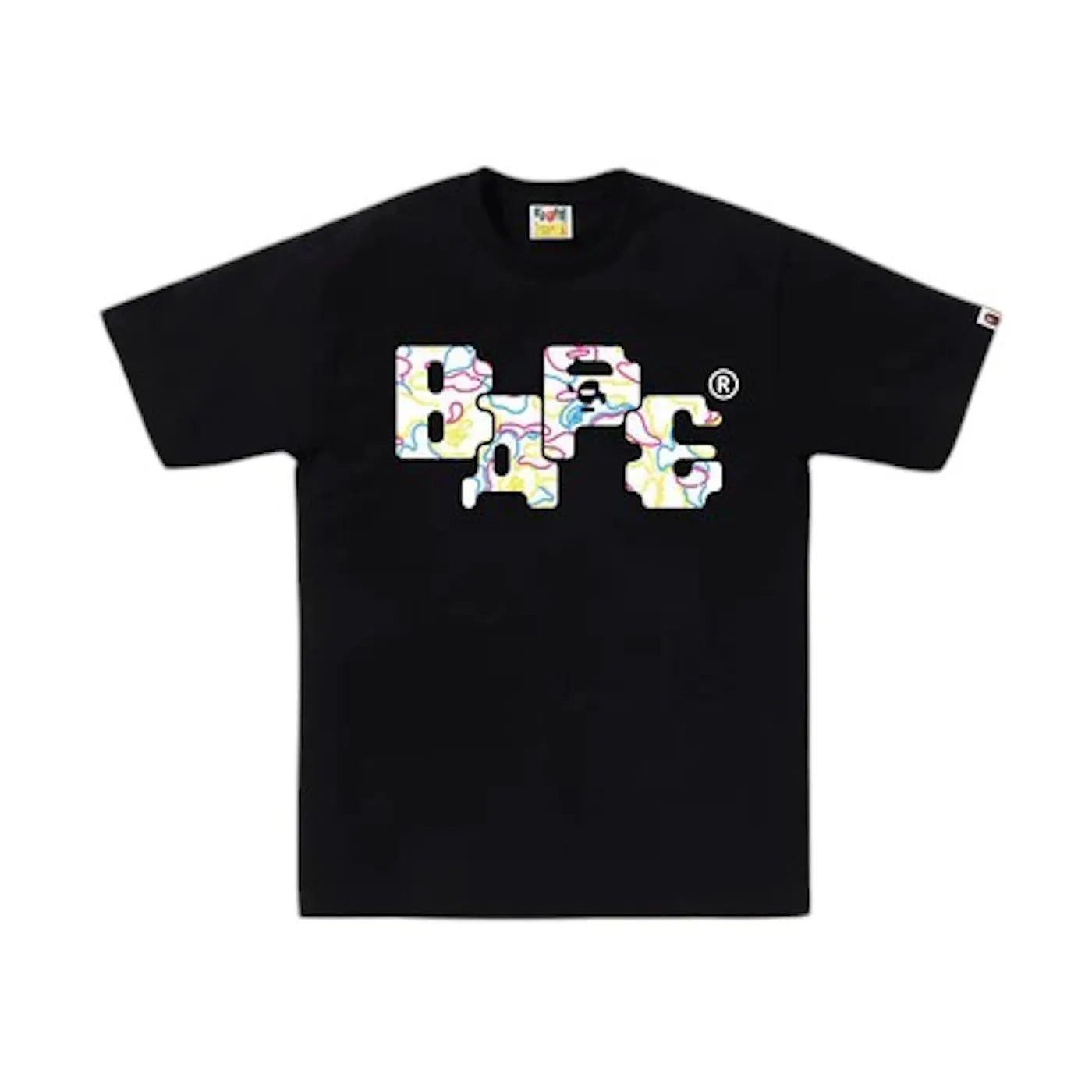 BAPE Neon Camo 8Bit Logo Tee Black