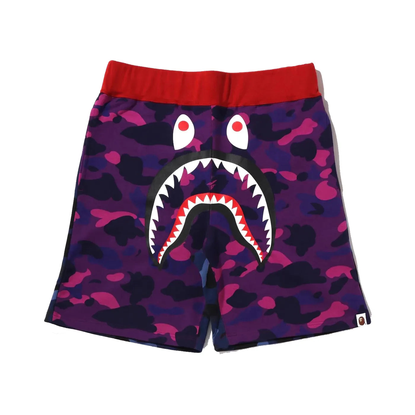 BAPE Crazy Camo Shark Sweat Shorts Purple