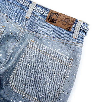 Birth of Royal Child 3D Printing Washed 20k Swarovski Diamond Boro Denim Blue