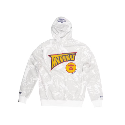 Aape x Mitchell & Ness Golden State Warriors Hoodie White