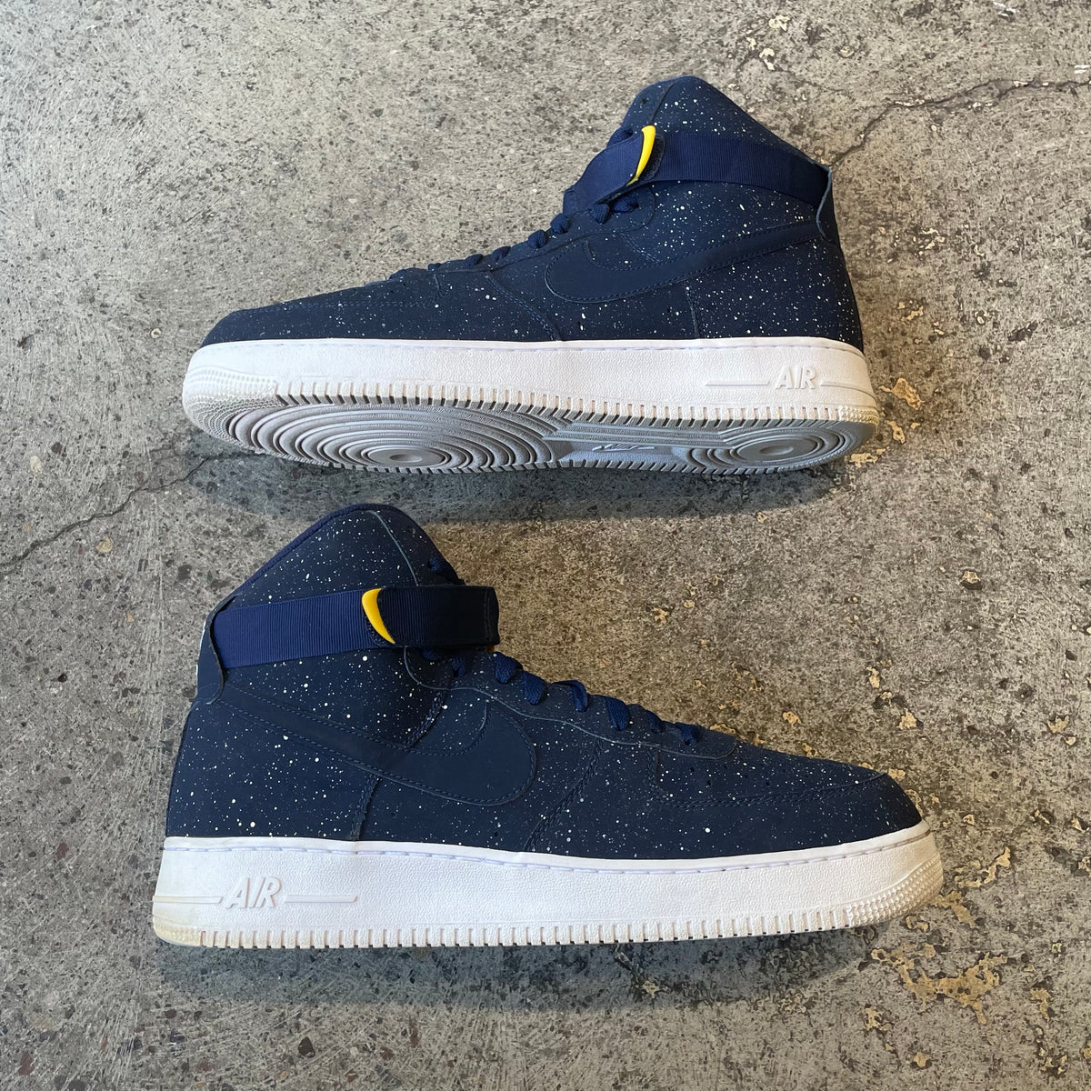 Nike Air Force 1 High 07 Navy Blue White Paint Splatter