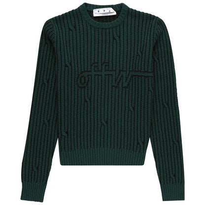 Off-White Cabled Sweater Dark Green