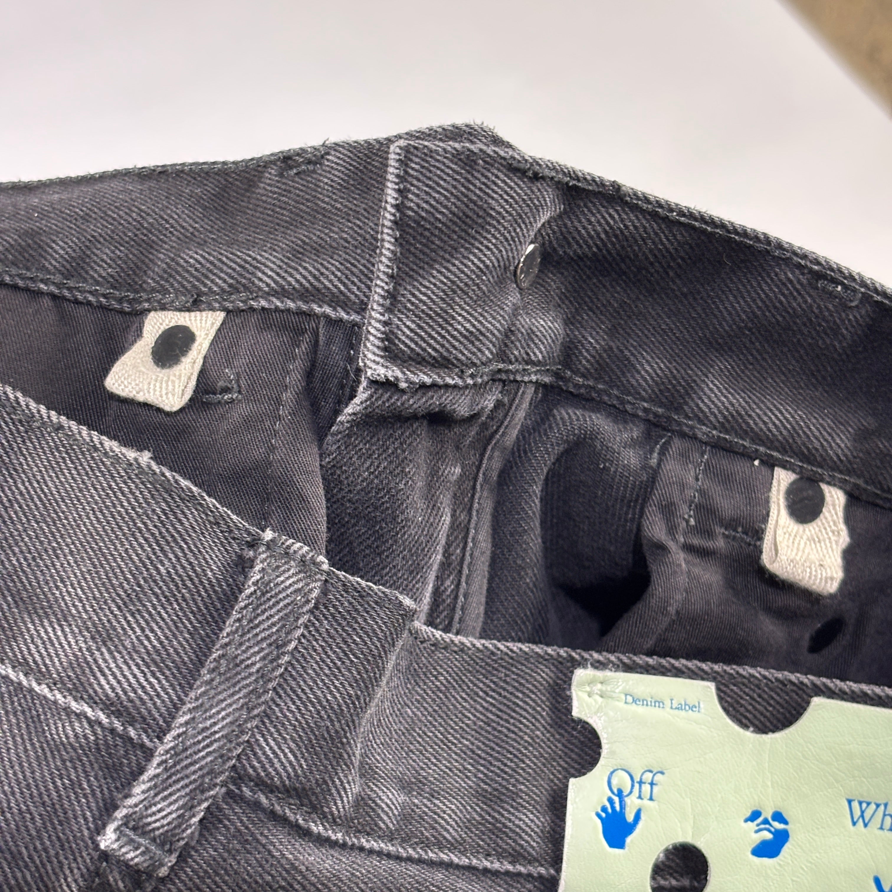 Off-White Diagonal Pocket Skinny Jeans Black