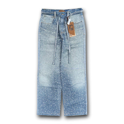 Birth of Royal Child 3D Printing Washed 20k Swarovski Diamond Boro Denim Blue