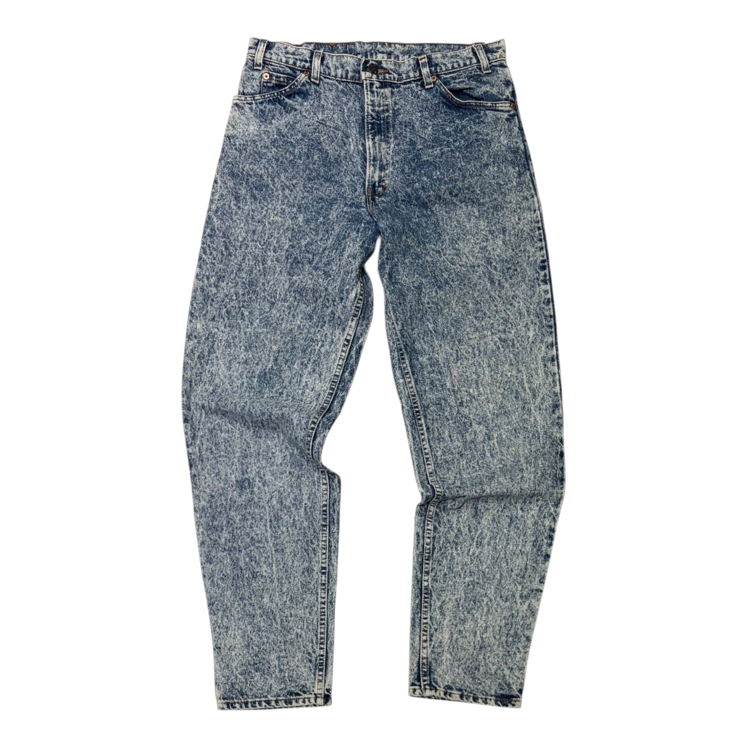 1989 Levi's 550 Orange Tab Acid Wash Jeans Blue