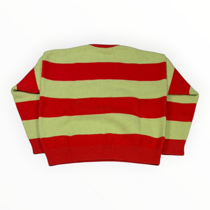 Acne Studios Face Wool Striped Knit Sweater Light Green/Red