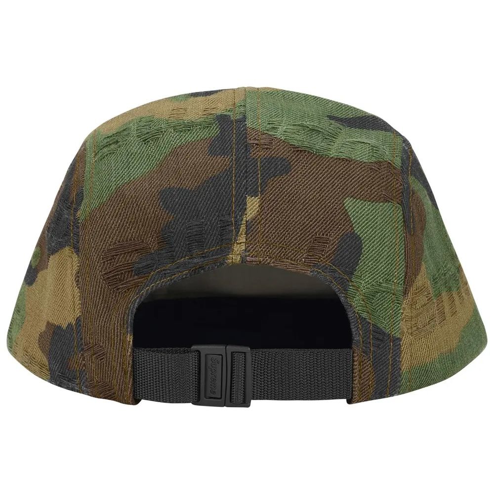 Supreme Jacquard Logos Denim Camp Cap Woodland Camo