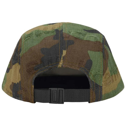 Supreme Jacquard Logos Denim Camp Cap Woodland Camo