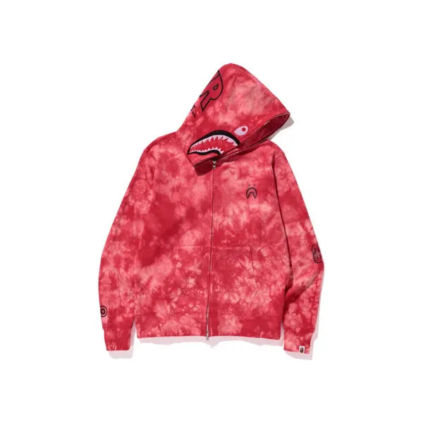 BAPE Tie Dye Shark Wide Full Zip Hoodie Red