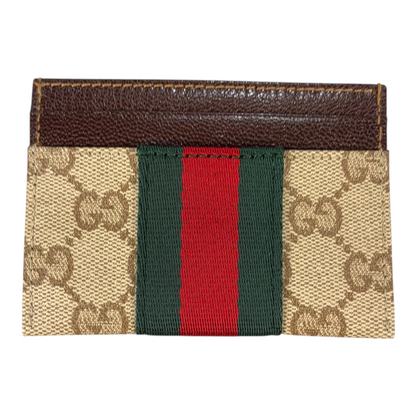Gucci Card Case with Web Beige