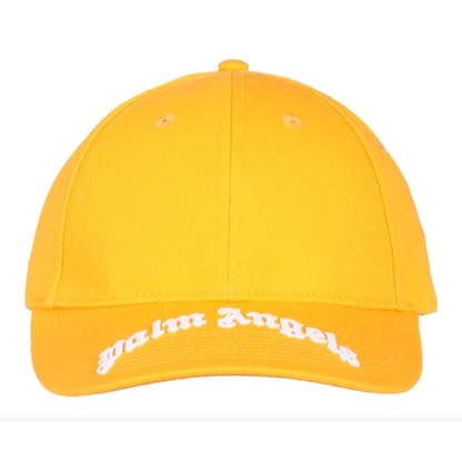 Palm Angels Curved Logo Embroidered Baseball Cap Yellow