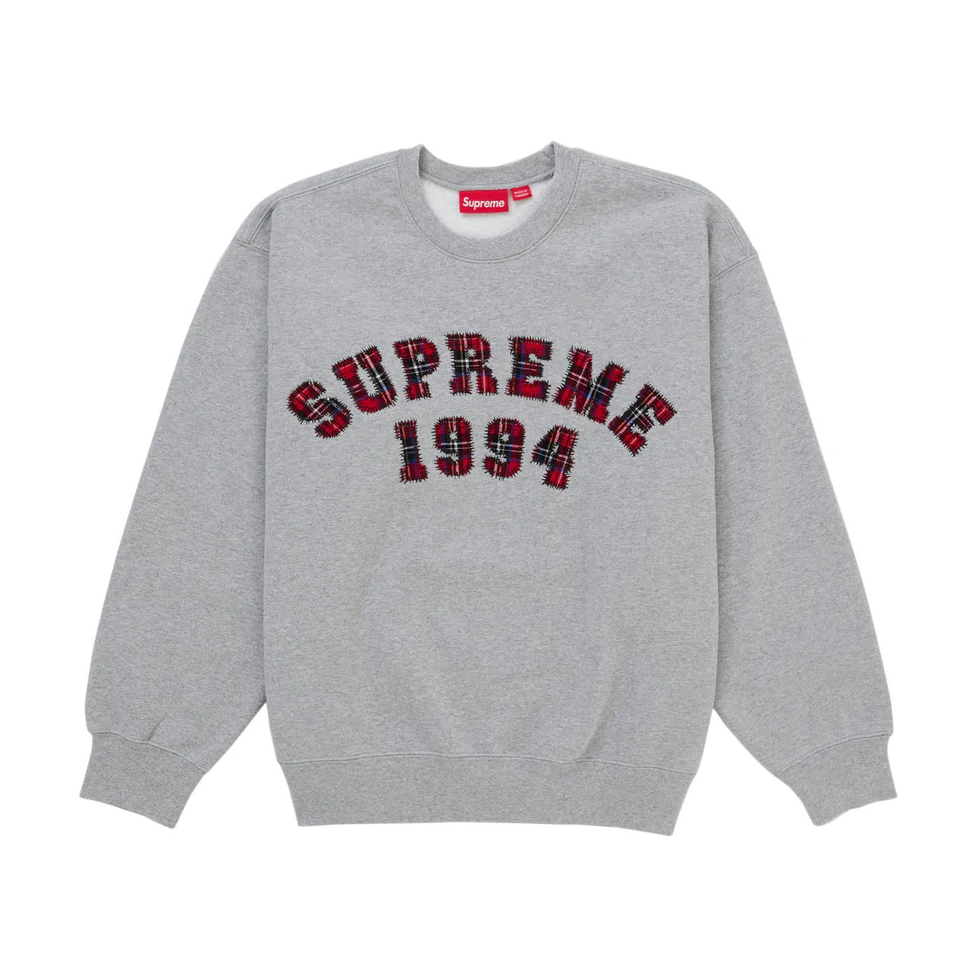 Supreme Plaid Arc Crewneck Heather Grey