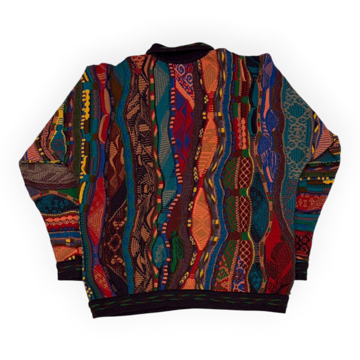 90's Coogi 3D Knit Sweater w/Collar Multicolor