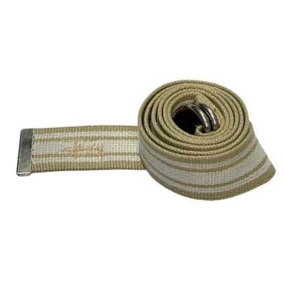 Stussy D Ring Webbing Canvas Stripe Belt Beige