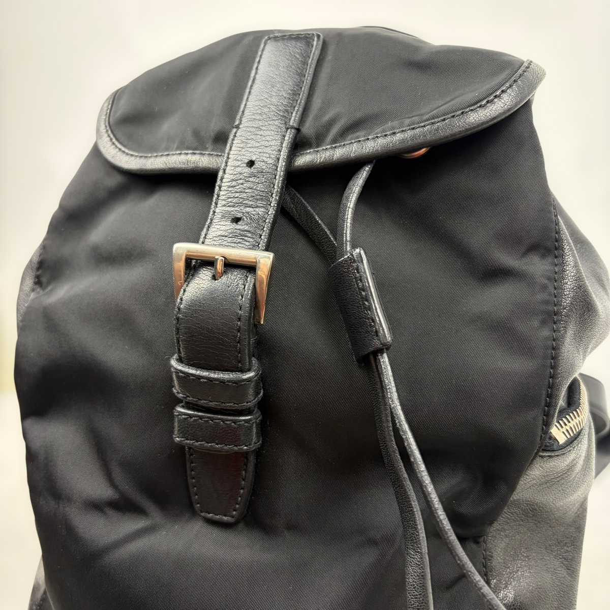 Prada Leather/Nylon Tessuto Mini Backpack Black