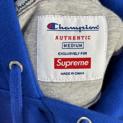 Supreme x Champion Striped Hooded Sweatshirt Blue/Orange
