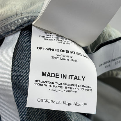 Off-White Diagonal Pocket Distress Skinny Jeans Blue