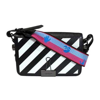 OFF-WHITE Diagonal Stripes Binder Shoulder Bag Mini Black