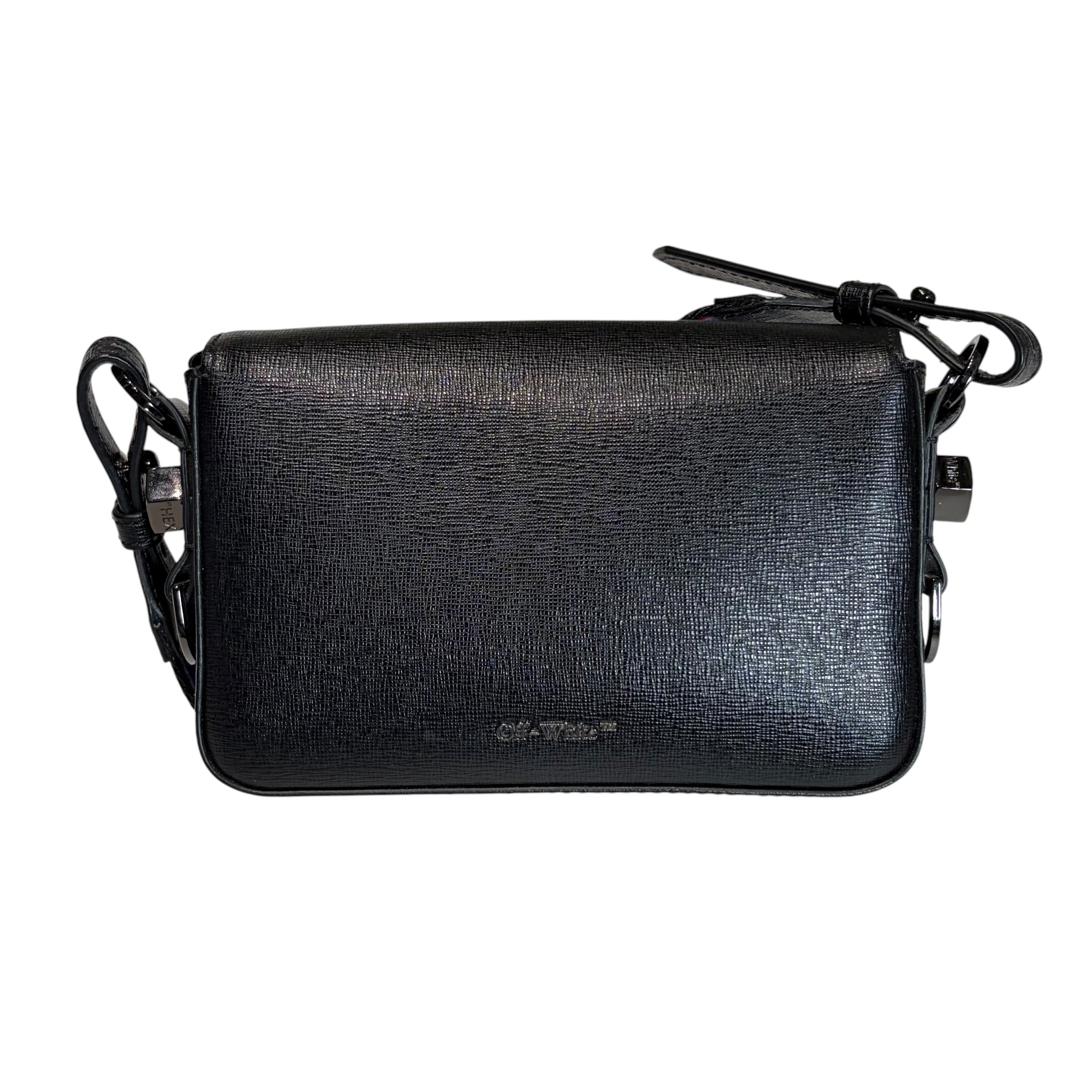 OFF-WHITE Diagonal Stripes Binder Shoulder Bag Mini Black