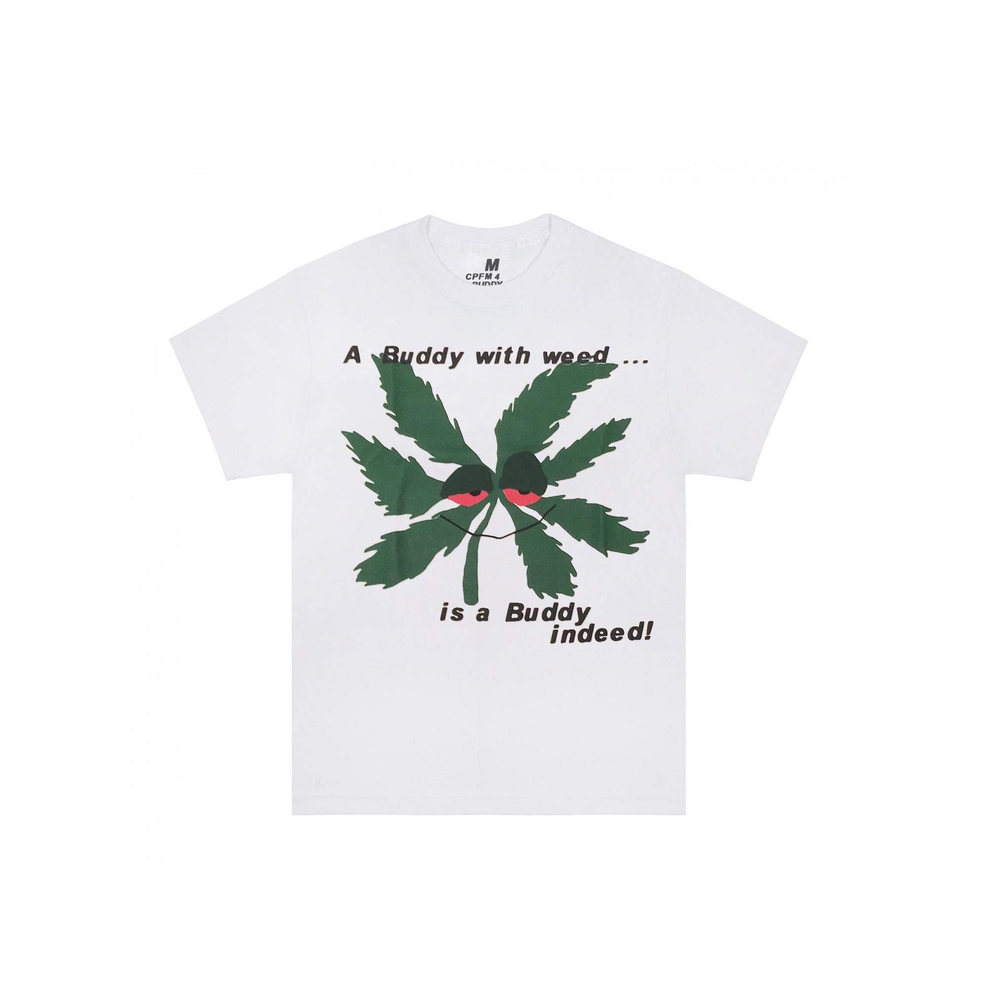 Cactus Plant Flea Market Buddy with Weed Tee White