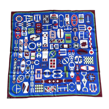 HERMES Carré en Boucles Scarf 90 Blue